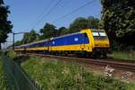 186-traxx-140ms-2/663525/ns-186-022-zieht-am-28 NS 186 022 zieht am 28 Juni 2019 ein IC-Zug bei Oisterwijk.