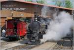 50 Jahre Blonay - Chamby; Mega Steam Festival: Die SBB Brünig Gastlok G 3/4 208 der Ballenberg Dampfbahn dampft in Chamby vor sich hin und wartet auf den nächsten Einsatz.