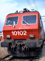 re-4-4-iv-re-446/417395/re-44-iv-nr10-102-bei Re 4/4 IV Nr.10 102 bei einer Ausstellung in Koblenz / Schweiz am18.08.1984.