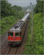 Die SBB Re 6/6 11633 mit einem (CFL?) Güterzug kurz nach Varzo auf der Fahrt Richtung Süden.
2. Juli 2014