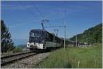 Die MOB GDe 4/4 6005 mit dem PE 2122 von Montreux nach Zweisimmen bei Sonzier. Nach langem 
verkehrt der Zug wieder in einer  normalen  Länge und wie gewohnt mit Lok und Komposition. 

9 Mai 2020