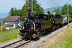 b-c-blonay-chamby/742481/pfingstdampf-festival-der-museumsbahn-blonay-chamby-am Pfingstdampf Festival der Museumsbahn Blonay-Chamby am 27.05.2012.
Die G 3/3 Dampftenderlokomotive BAM Nr. 6  (auch JS 909, ab 1902 SBB 109 (SBB Brünig)) und die G 2x2/2 Malletdampflok SEG 105 erreichen mit ihren Zug Chaulin.