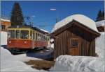 blm-bergbahn-lauterbrunnen---murren/327359/bipperlisi-im-doppelpack-der-blm-be 'Bipperlisi' im Doppelpack: Der BLM Be 4/4 31 (ex SNB/OJB) erreicht Winteregg von Mürren kommend. 
9. März 2014