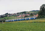Regionalverkehr Bern Solothurn RBS/VBW:  Im Juni 1994 konnte anlässlich einer Sonderfahrt zum letzten Mal ein vierteiliges  BLAUES BÄHNLI  auf der Strecke Worblaufen - Worb-Dorf verewigt
