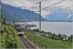 Der MOB Be 4/4 1006 als Regionalzug 2330 Montreux - Fontanivent oberhalb von Montreux kurz vor dem Erreichen der Haltestelle Châtelard VD.