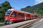 Davoser Linie/232837/der-allegratriebzug-3509-bei-der-einfahrt Der Allegratriebzug 3509 bei der Einfahrt in die Station Klosters-Dorf am 11.08.2012.
