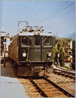 Davoser Linie/520655/die-rhb-ge-44-i-603 Die RhB Ge 4/4 I 603 erreicht mit ihrem Schnellzug 45 von Landquart ihr Ziel Davos Platz.
20. August 1984 