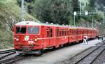 Davoser Linie/758663/rhb-ge-44-i-u-nr601 RhB Ge 4/4 I U Nr.601 mit Wendezug und Steuerwagen Nr.1731 in Filisur im August 1990.