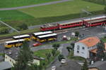 engadinerlinie-inntal-910-960/780410/rhb-ge-44-i-u-nr605 RhB Ge 4/4 I U Nr.605 im Bahnhof Ardez von der Burgruine aufgenommen am 22.08.2009.