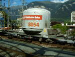 gueterwagen-der-rhb/811743/rhb-silowagen-uch-nr8054-in-thusis RhB Silowagen Uch Nr.8054 in Thusis am 30.08.2005.