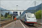 Ein SBB ETR 470 als Ec 16 auf der Fahrt von Milano nach Zürich fährt in Faido durch. 6. Mai 2014