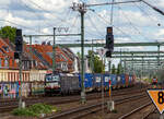 Die an die BLS Cargo vermietete X 4 E – 711 / 193 711-9 (91 80 6193 711-9 D-DISPO) der MRCE Dispolok GmbH (München) „e-mobility 140 years“ fährt am 30.04.2023, mit einem KLV-Zug durch Köln-Ehrenfeld in Richtung Aachen.

Die SIEMENS Vectron MS wurde 2018 von Siemens in München-Allach unter der Fabriknummer 22541 gebaut. Diese Vectron Lokomotive ist als MS – Lokomotive (Multisystem-Variante) mit 6.400 kW (160 km/h) konzipiert und zugelassen für Deutschland, Österreich, Schweiz, Italien und Niederlande (D/A/CH/I/NL).
