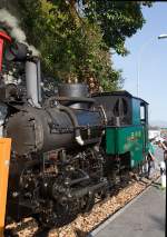 Die Kohle befeuerte BRB 6 steht am 30.09.2011 auf den letzten Metern Gleis am BRB Bahnhof Brienz.