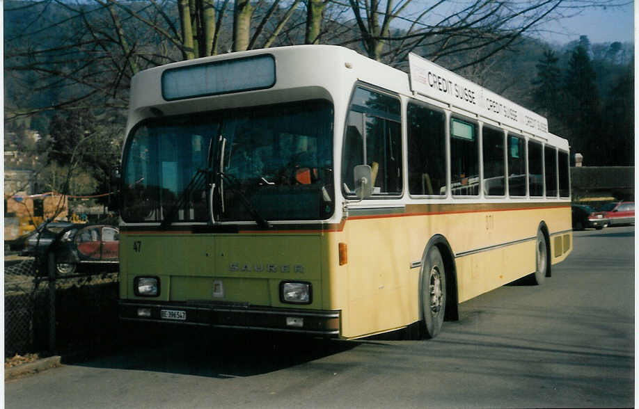 (016'207) - STI Thun - Nr. 47/BE 396'547 - Saurer/R&J am 29. Januar 1997 bei der Schifflndte Thun