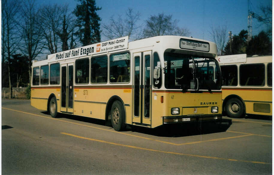 (016'307) - STI Thun - Nr. 47/BE 396'547 - Saurer/R&J am 21. Februar 1997 bei der Schifflndte Thun