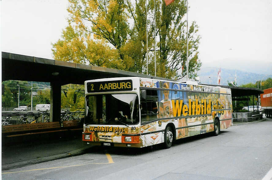 (027'036) - SOO Olten - Nr. 80/SO 21'063 - MAN am 8. Oktober 1998 beim Bahnhof Olten