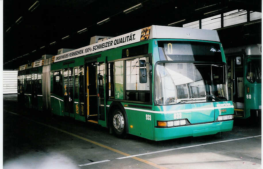 (037'522) - BVB Basel - Nr. 933 - Neoplan Trolleybus am 1. November 1999 in Basel, Garage Rankstrasse