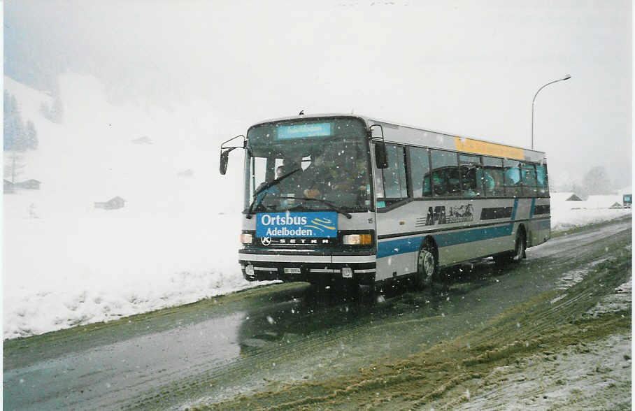 (039'219) - AFA Adelboden - Nr. 15/BE 26'974 - Setra (ex TPYG Yverdon Nr. 5) am 20. Februar 2000 in Adelboden, Kreuzweg