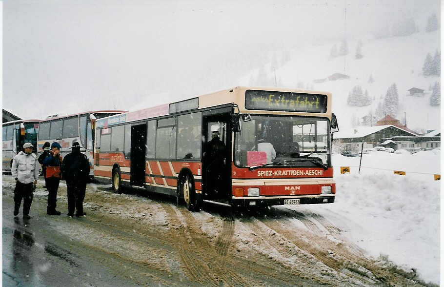 (039'223) - ASKA Aeschi - Nr. 2/BE 26'783 - MAN am 20. Februar 2000 in Adelboden, Kreuzweg