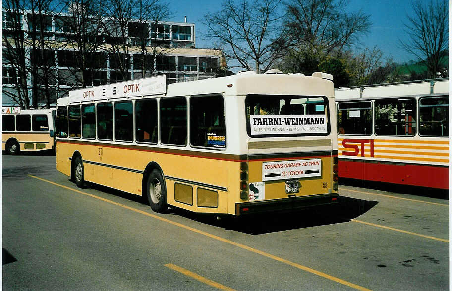 (039'925) - STI Thun - Nr. 58/BE 413'458 - Saurer/R&J am 21. Mrz 2000 bei der Schifflndte Thun