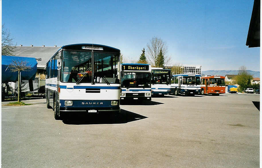 (040'114) - ZVB Zug - Nr. 42/ZG 3392 - Saurer/R&J (ex P 24'207) am 8. April 2000 in Zug, Garage