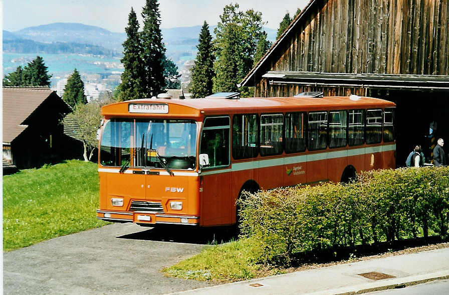 (040'126) - ZVB Zug - Nr. 28/ZG 3378 - FBW/Hess (ex Nr. 3) am 8. April 2000 in Zug, Waldheimstrasse