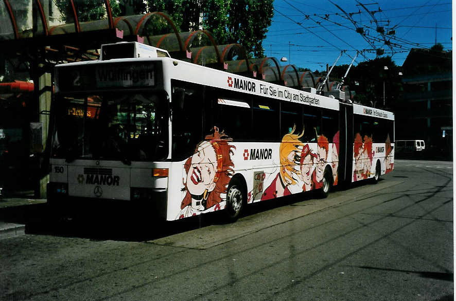 (041'529) - WV Winterthur - Nr. 150 - Mercedes Gelenktrolleybus am 19. Juni 2000 beim Hauptbahnhof Winterthur