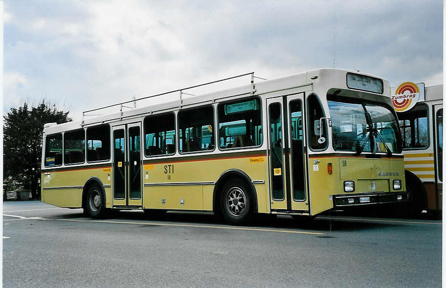 (044'702) - STI Thun - Nr. 58/BE 413'458 - Saurer/R&J am 30. Januar 2001 bei der Schifflndte Thun