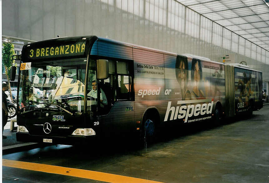 (054'705) - TPL Lugano - Nr. 29/TI 207'020 - Mercedes am 22. Juli 2002 in Lugano, Centro