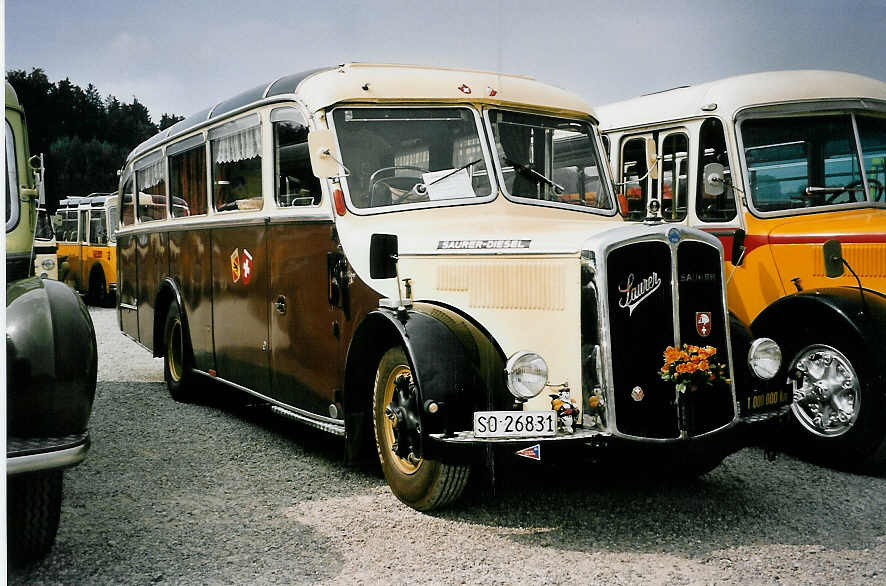 (055'705) - Eberhard, Messen - SO 26'831 - Saurer/Lauber (ex Faigaux, Malleray; ex Schpbach, Murten; ex Marti, Kallnach) am 31. August 2002 in Niederbipp, Saurertreffen