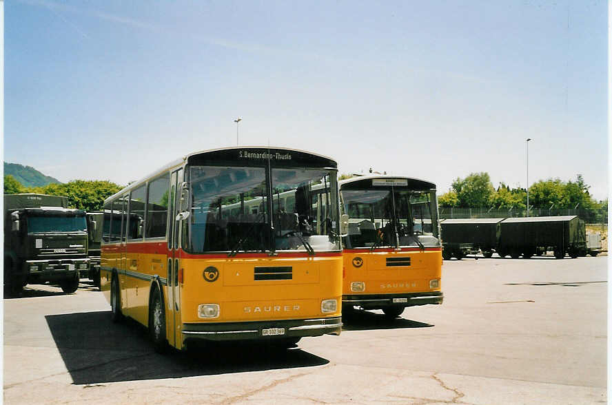 (061'007) - PostAuto Graubnden - GR 102'369 - Saurer/R&J (ex P 24'350) am 21. Juni 2003 in Hinwil, AMP