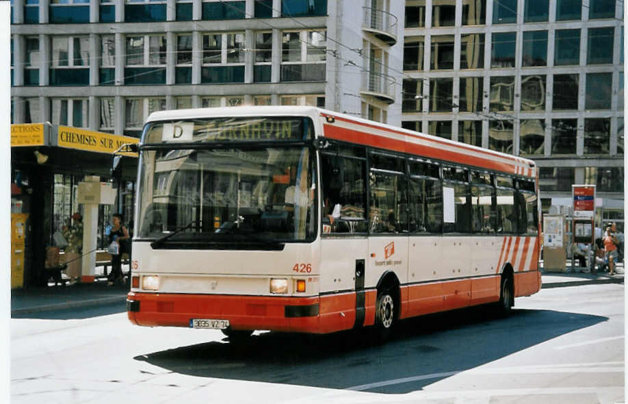 (062'503) - Aus Frankreich: TPG Genve (France) - Nr. 426/3035 VZ 74 - Renault am 4. August 2003 in Genve, Bel-Air 