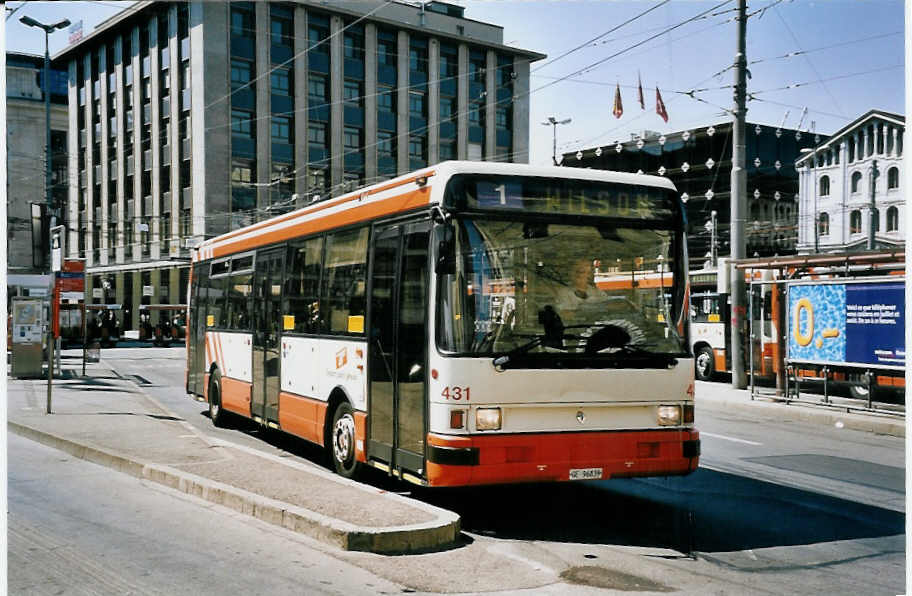 (062'512) - TPG Genve - Nr. 431/GE 96'839 - Renault am 4. August 2003 in Genve, Bel-Air