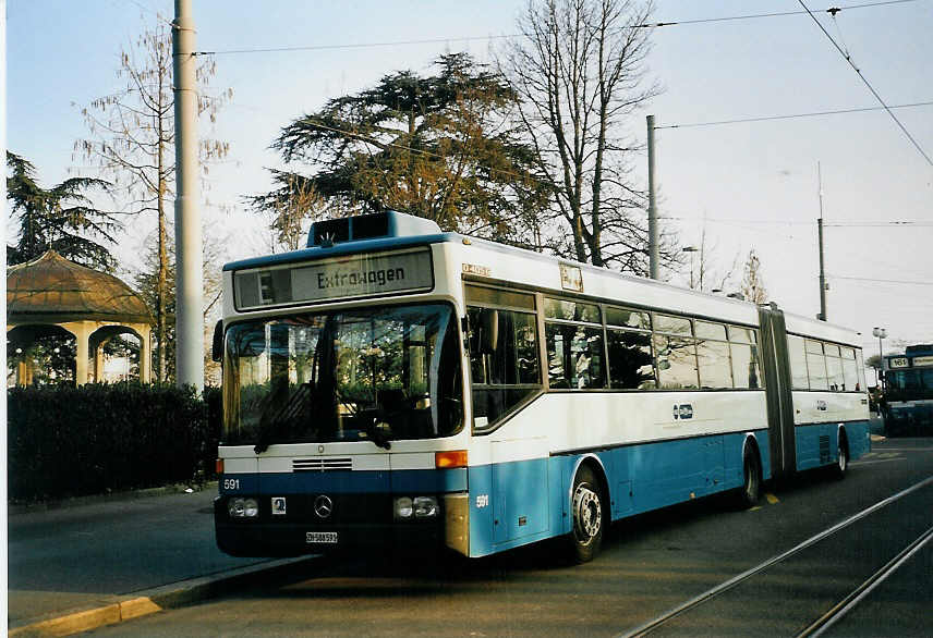 (065'630) - VBZ Zrich - Nr. 591/ZH 588'591 - Mercedes am 16. Februar 2004 in Zrich, Brkliplatz