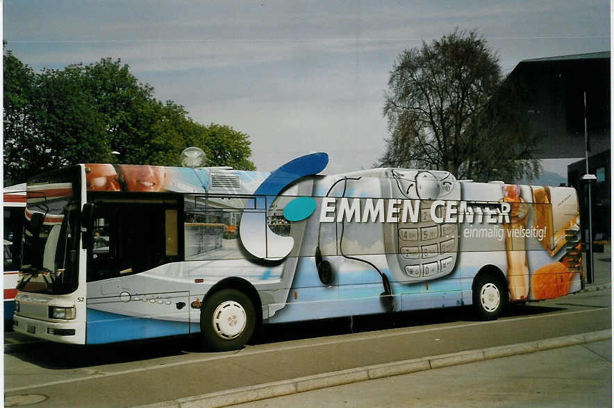 (066'936) - AAGR Rothenburg - Nr. 52/LU 15'040 - Iveco am 22. April 2004 beim Bahnhof Luzern
