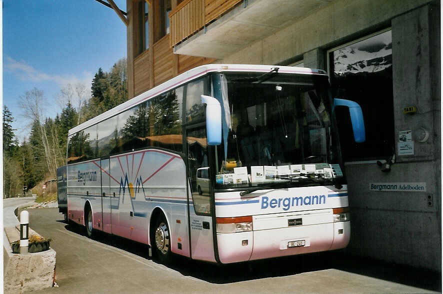 (067'223) - Bergmann, Adelboden - BE 240 - Van Hool am 25. April 2004 in Adelboden, Garage