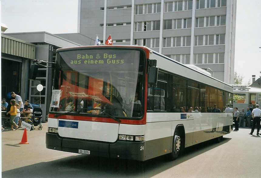 (070'829) - ZVB Zug - Nr. 24/ZG 3374 - Scania/Hess am 11. September 2004 in Zug, Garage