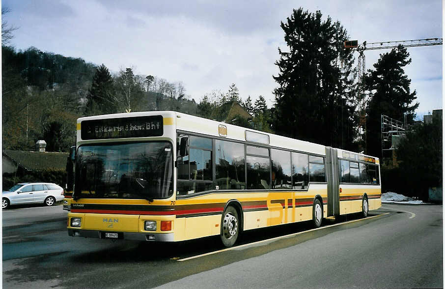 (075'627) - STI Thun - Nr. 70/BE 389'670 - MAN am 8. Mrz 2005 bei der Schifflndte Thun