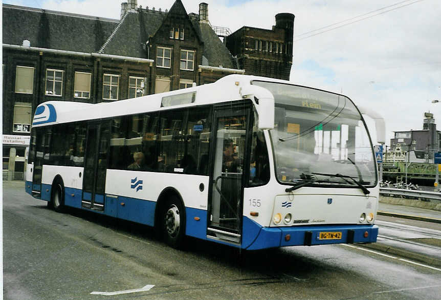 (078'712) - GVB Amsterdam - Nr. 155/BG-TN-42 - DAF/Berkhof am 20. Juli 2005 beim Bahnhof Amsterdam