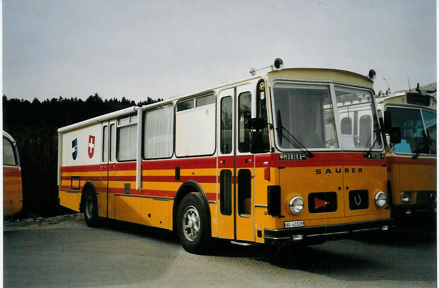 (079'736) - Siegrist, Berikon - AG 43'328 - Saurer/FHS (ex P 25'697; ex Furler, Bren) am 27. August 2005 in Niederbipp, Saurertreffen