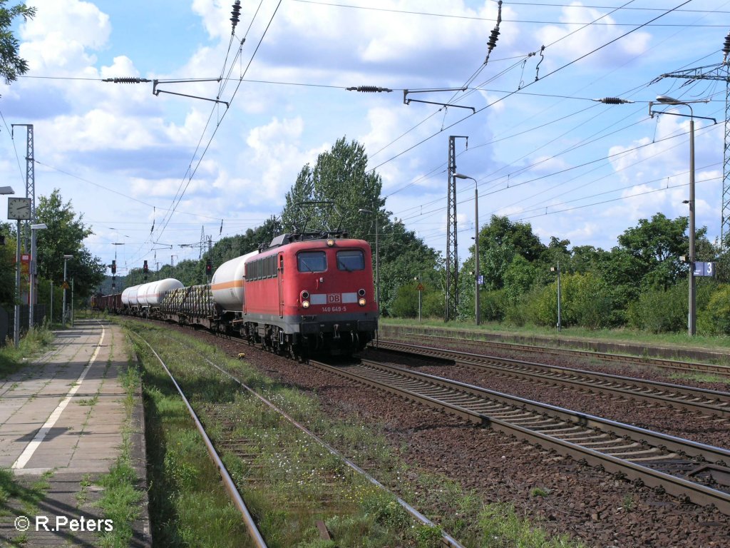 140 649-5 durchf�hrt Saarmund mit ein gemischten G�terzug. 17.08.08