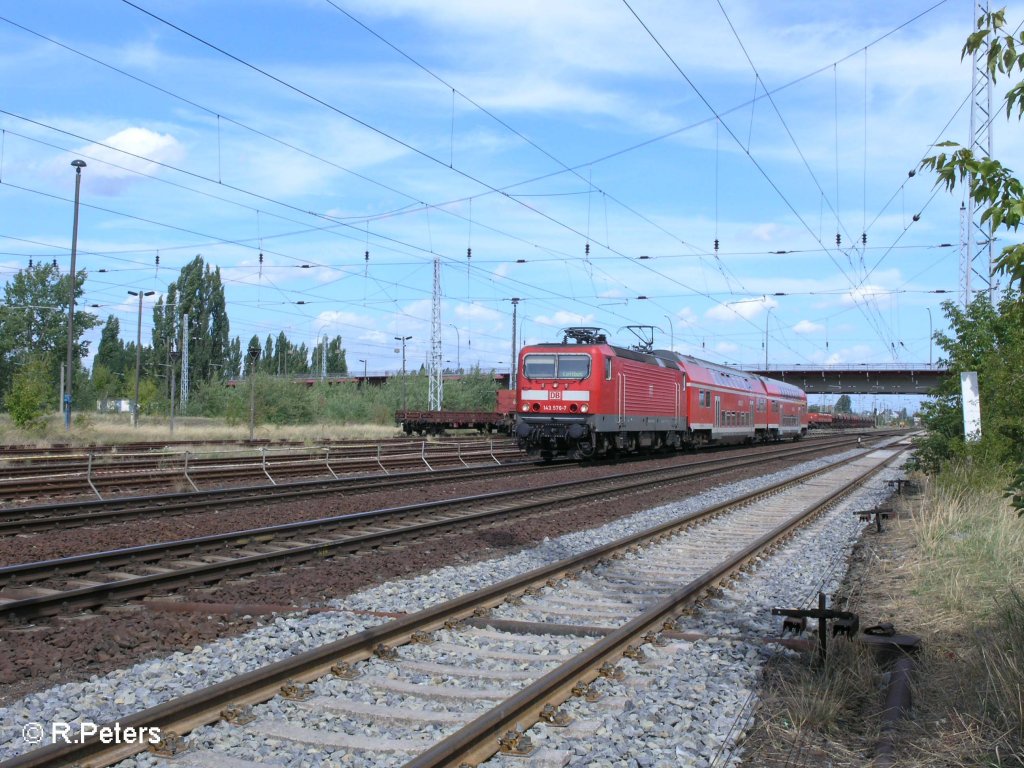 143 576-7 verl�sst Eisenh�ttenstadt mit den RB11 Cottbus. 13.08.08