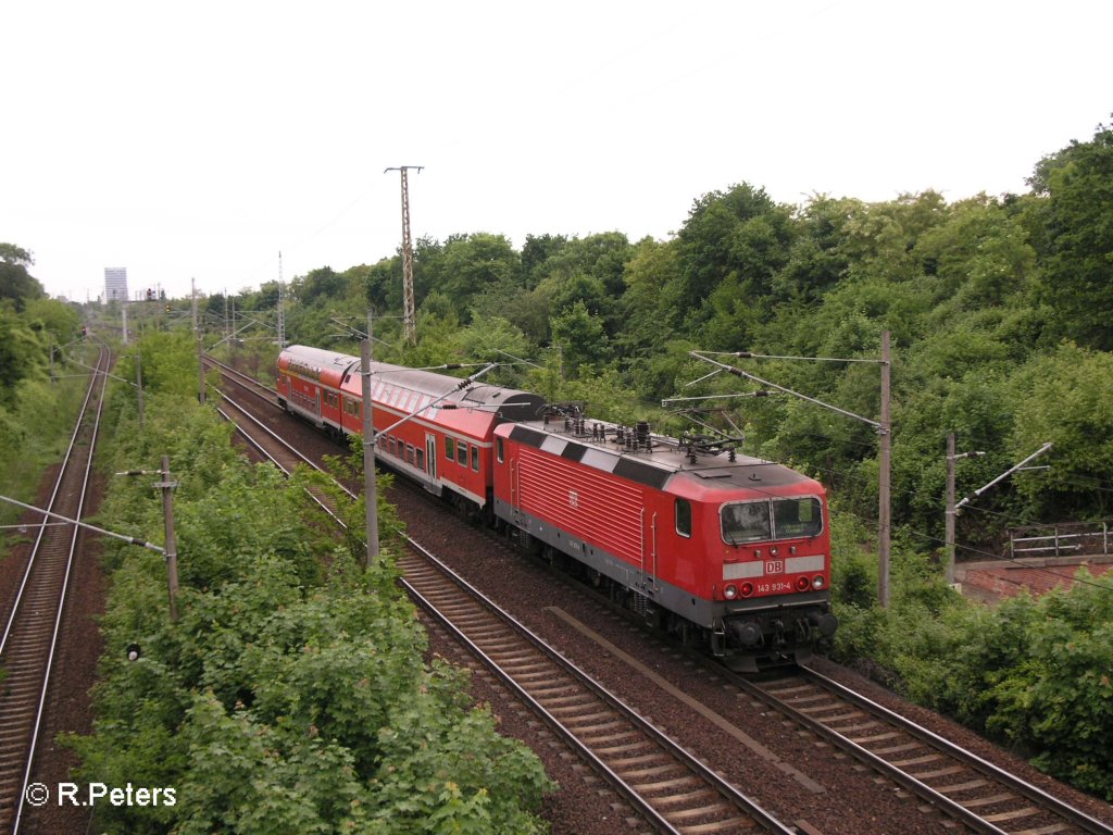 143 931-4 f�hrt mit einer RB in Frankfurt/Oder ein. 22.05.08