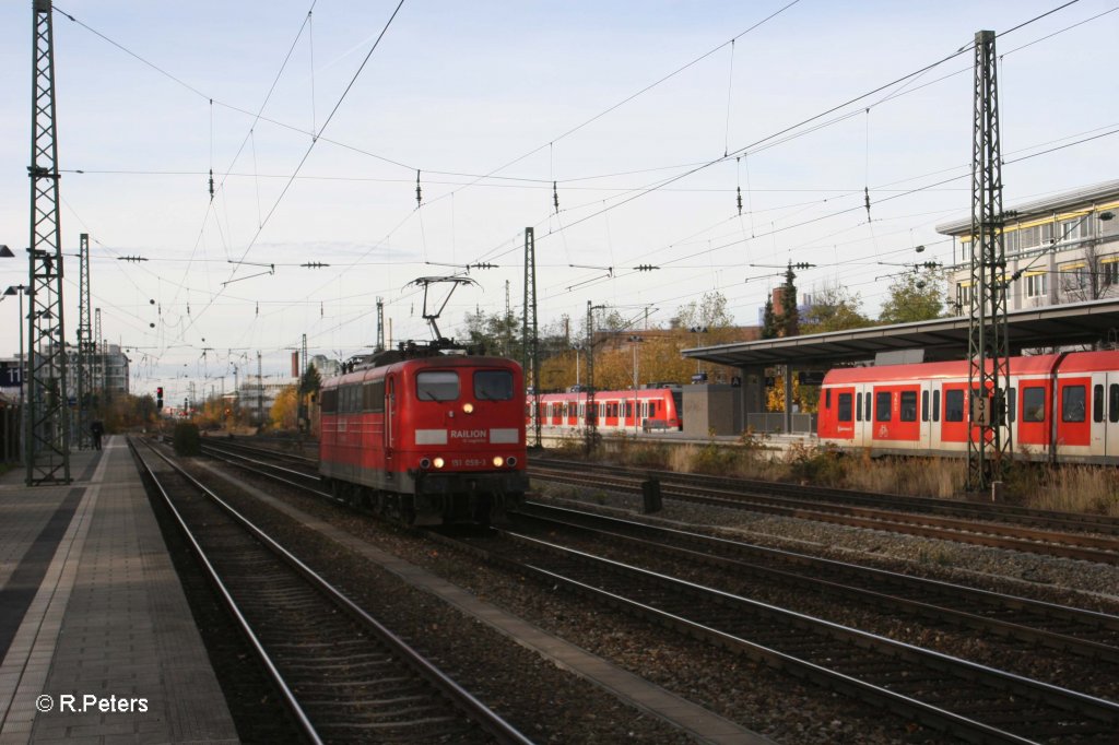 151 059-3 solo am Heimeranplatz in M�nchen. 04.11.10