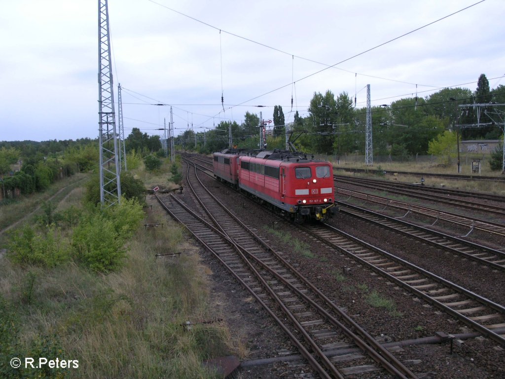 151 167-4 durchf�hrt Eisenh�ttenstadt mit ein Lokzug.13.08.08