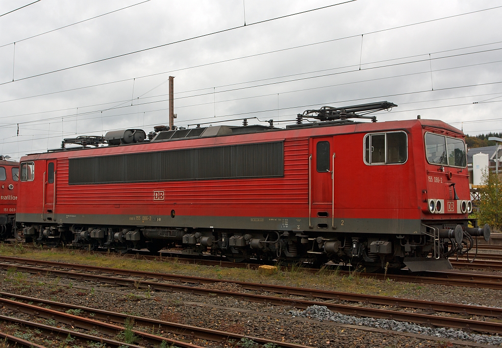 155 086-2 der DB AG abgestell am 08.10.2011 in Kreuztal.