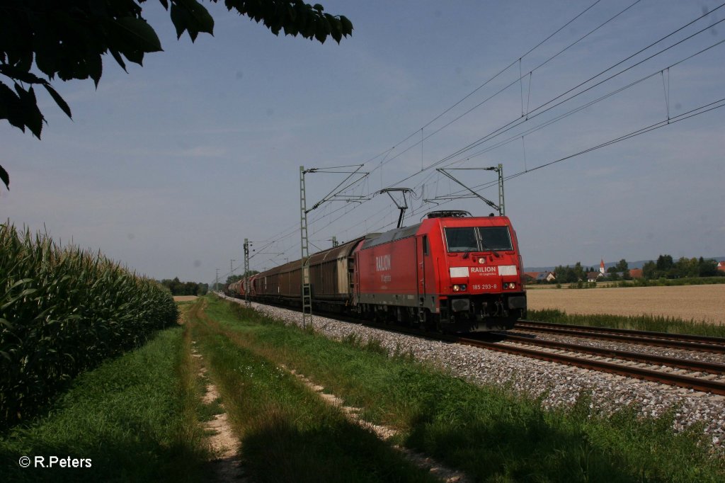 185 293-8 mit gemischten G�terzug bei Moosham. 03.08.11