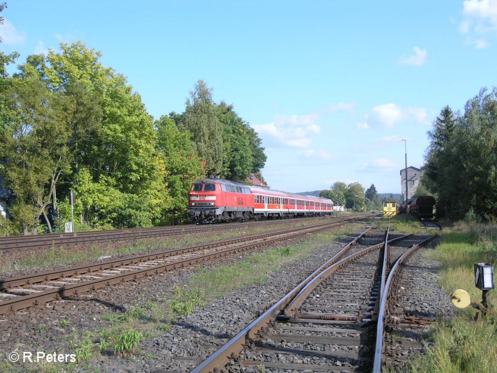 218 192-3 durchf�hrt Pechbrunn mit ein Freitags Sch�ler-Verst�rkungszug. 26.09.08