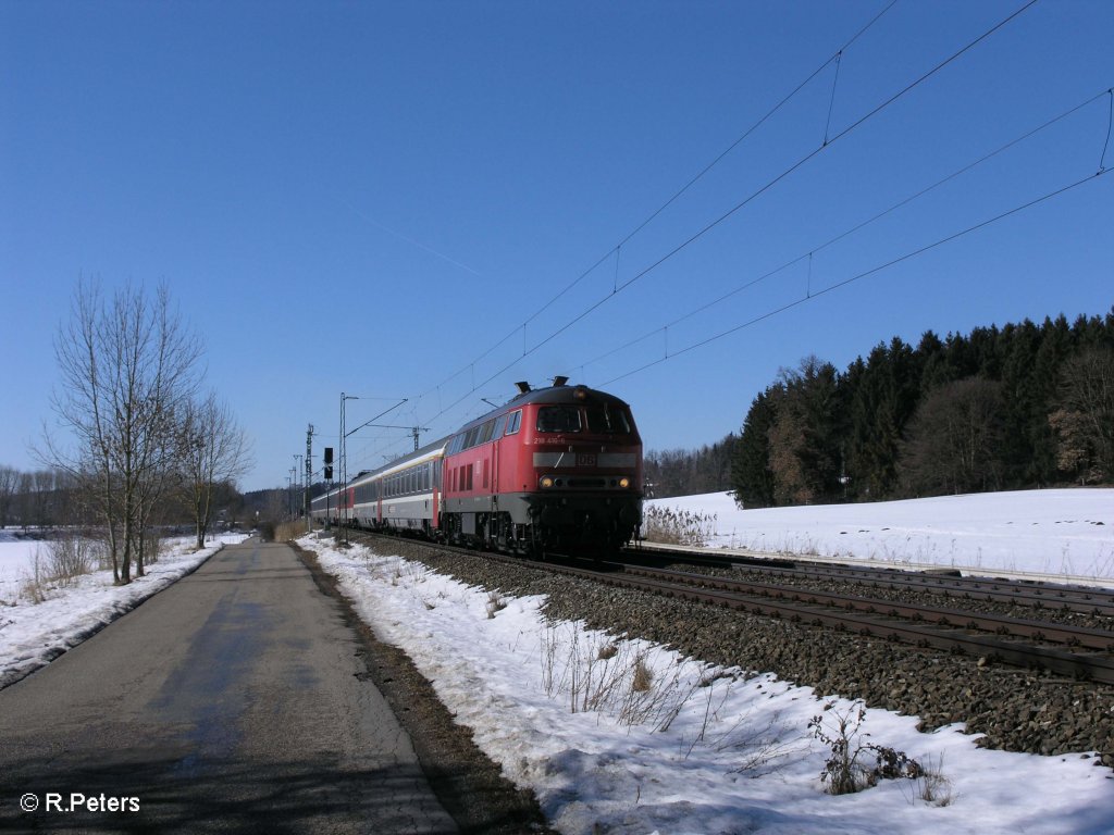 218 416-6 l�sst Geldendorf mit dem EC193 nach M�nchen hintersich. 28.02.09
