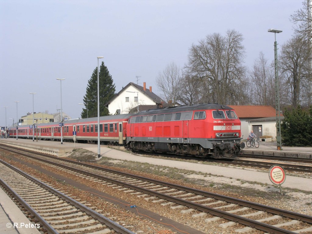 218 485-1 erreicht Buchloe mit der RB32801 Augsburg HBF. 04.04.09
